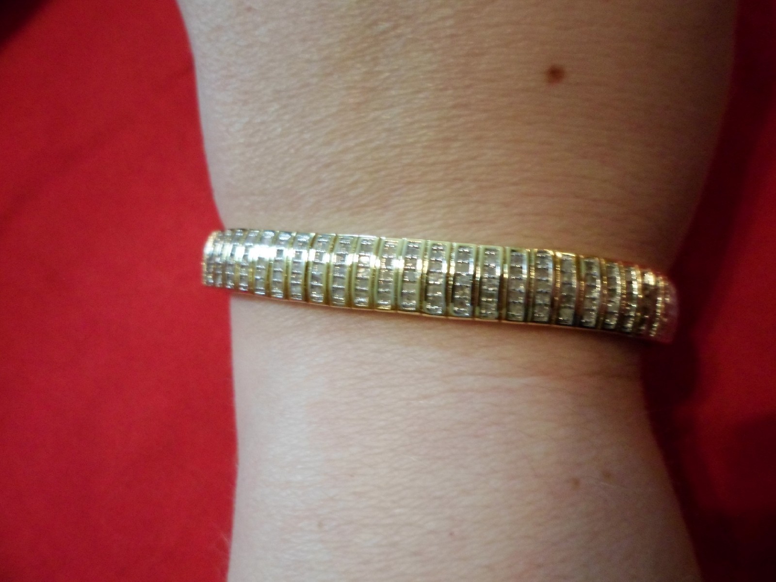 Diamond Bracelet, 1.00 Carat in 18K Yellow Gold over Brass-7 inches