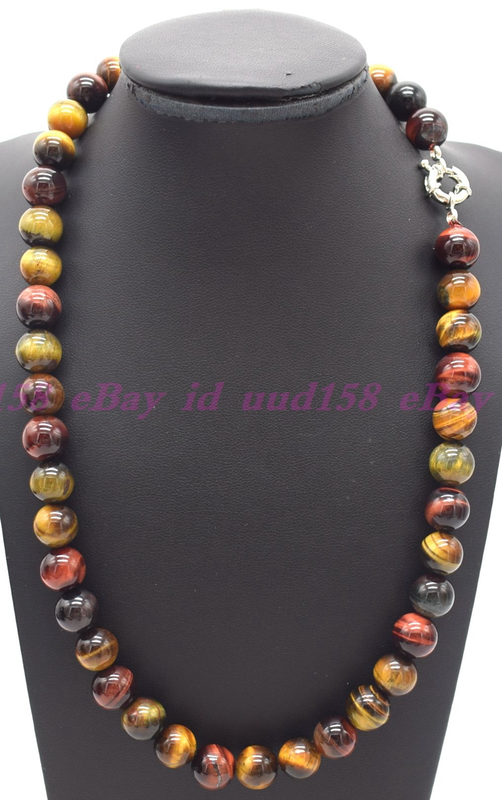 Natural 8/10/12mm Multi-color Tiger’s Eye Round Gemstone Beads Necklace 16-36″