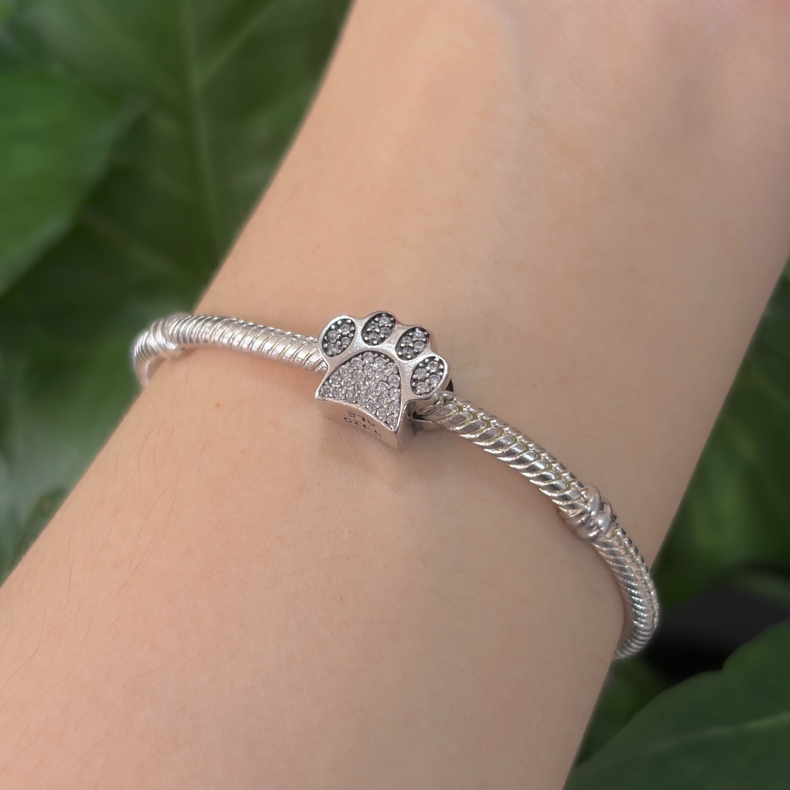 100% NEW #791714CZ PANDORA Sterling Silver Paw Print Charm WITH BOX
