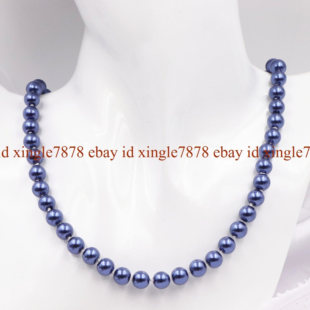 Natural 8MM 10MM 12MM South Sea Shell Pearl Round Beads Necklace 20″