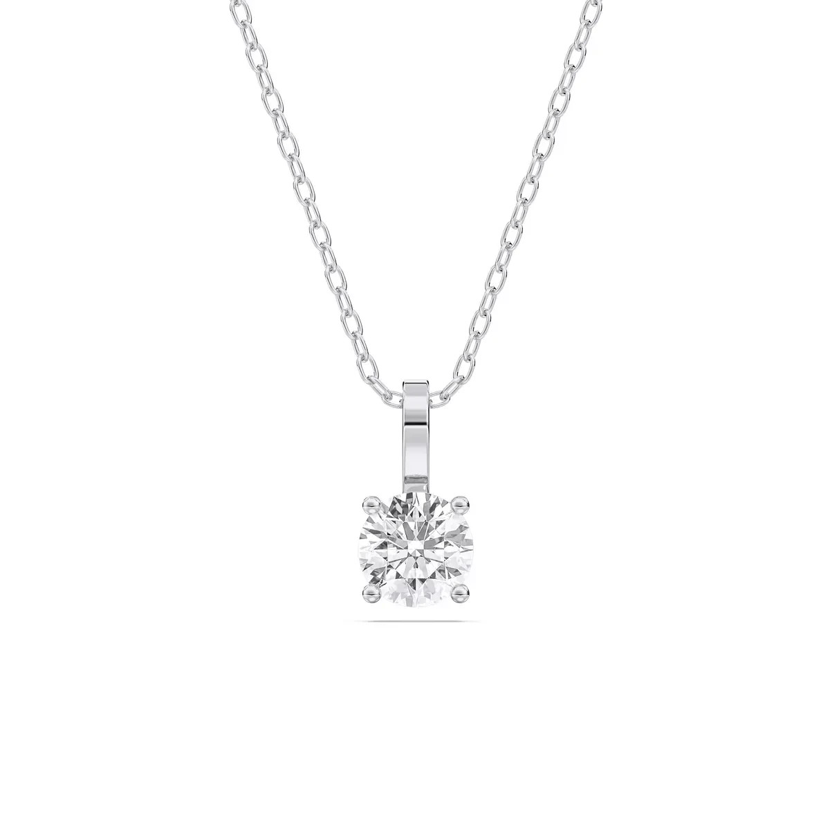 Lab Grown 1.00 Ct Round EF VS Diamond Solitaire Round Pendant in 14k White Gold