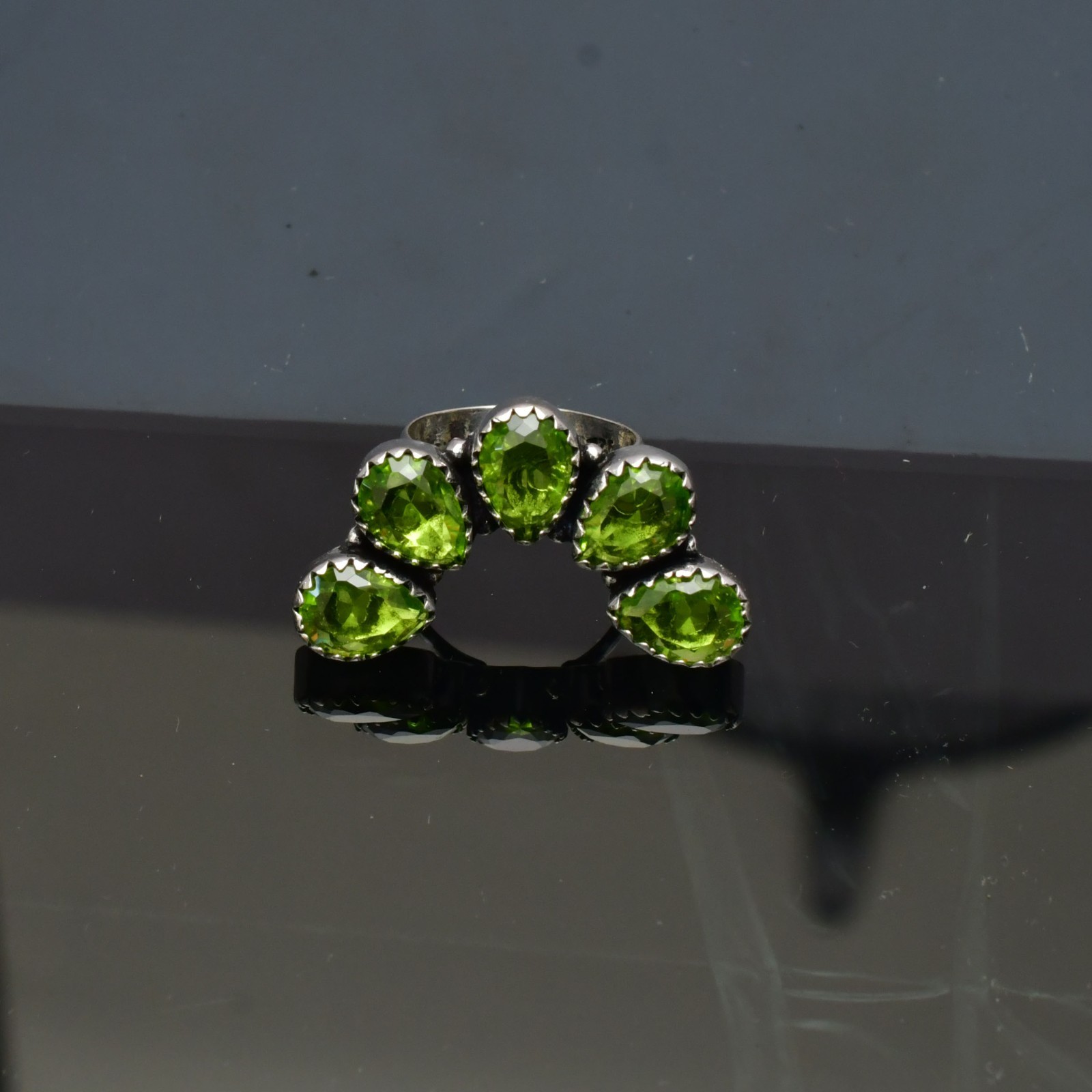 Peridot (Lab-Created)Gemstone 925 sterling silver Handmade Ring- All Size