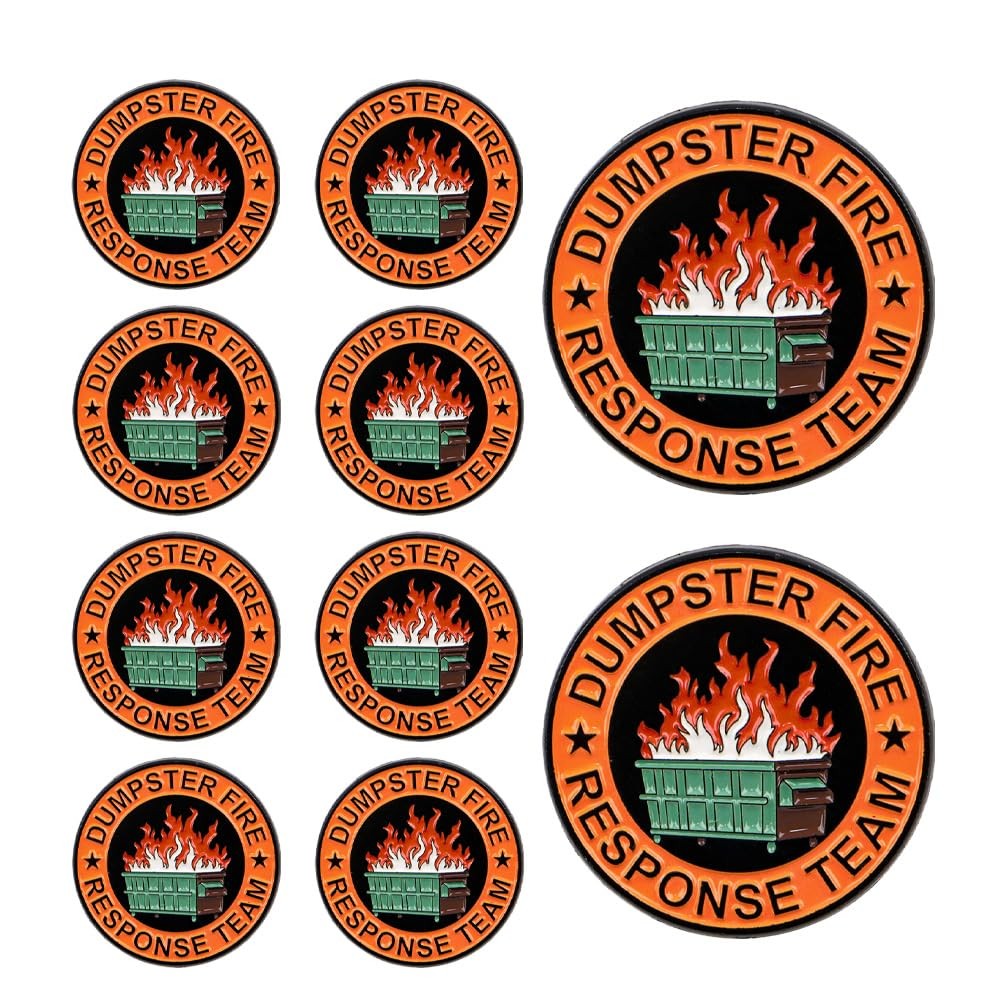 1Pcs/5Pcs/10Pcs Dumpster Fire Enamel Pins Response Team Alloy Small, 10Pcs