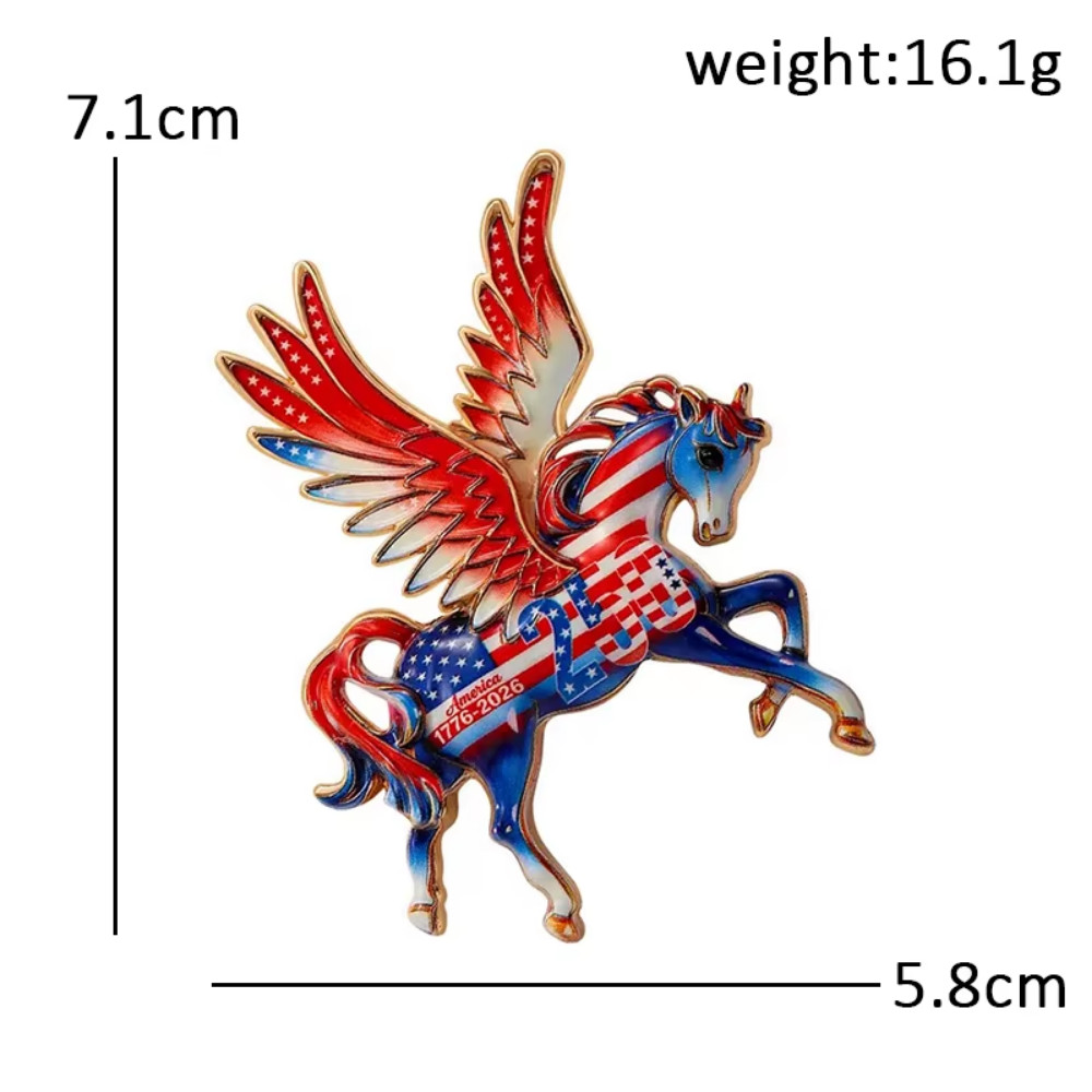 250 American Flying Horse Brooch USA Flag Pin Patriotic Indepence Day Jewelry Gi