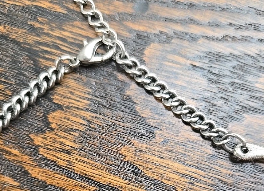 Boho Hippie Hammered Chunky Silver Tone Adjustable Chain With Lobster Clasp 6-8″