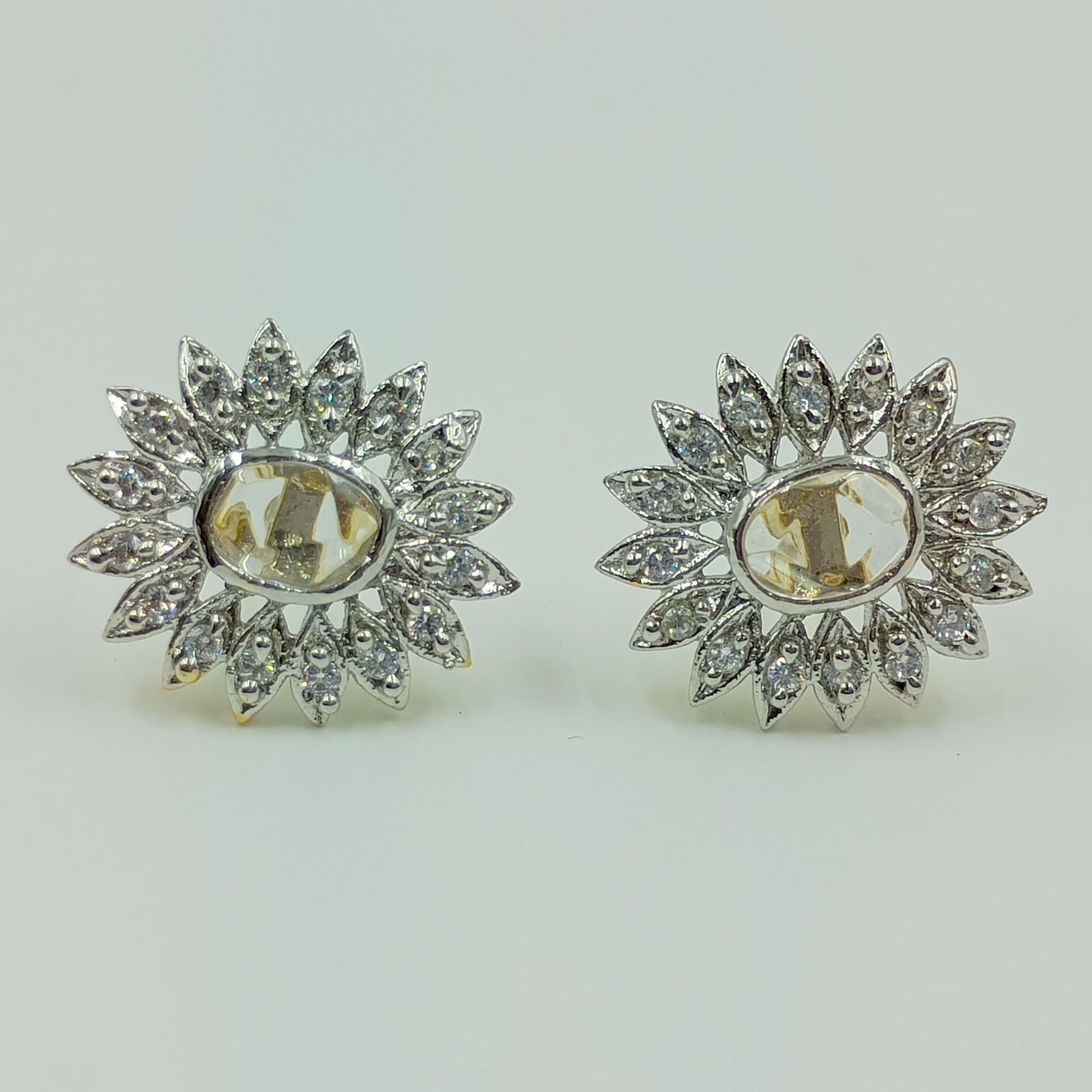 22k Gold Plated Yellow Stone Stud Earring Traditional South Indian Fashion Jewel