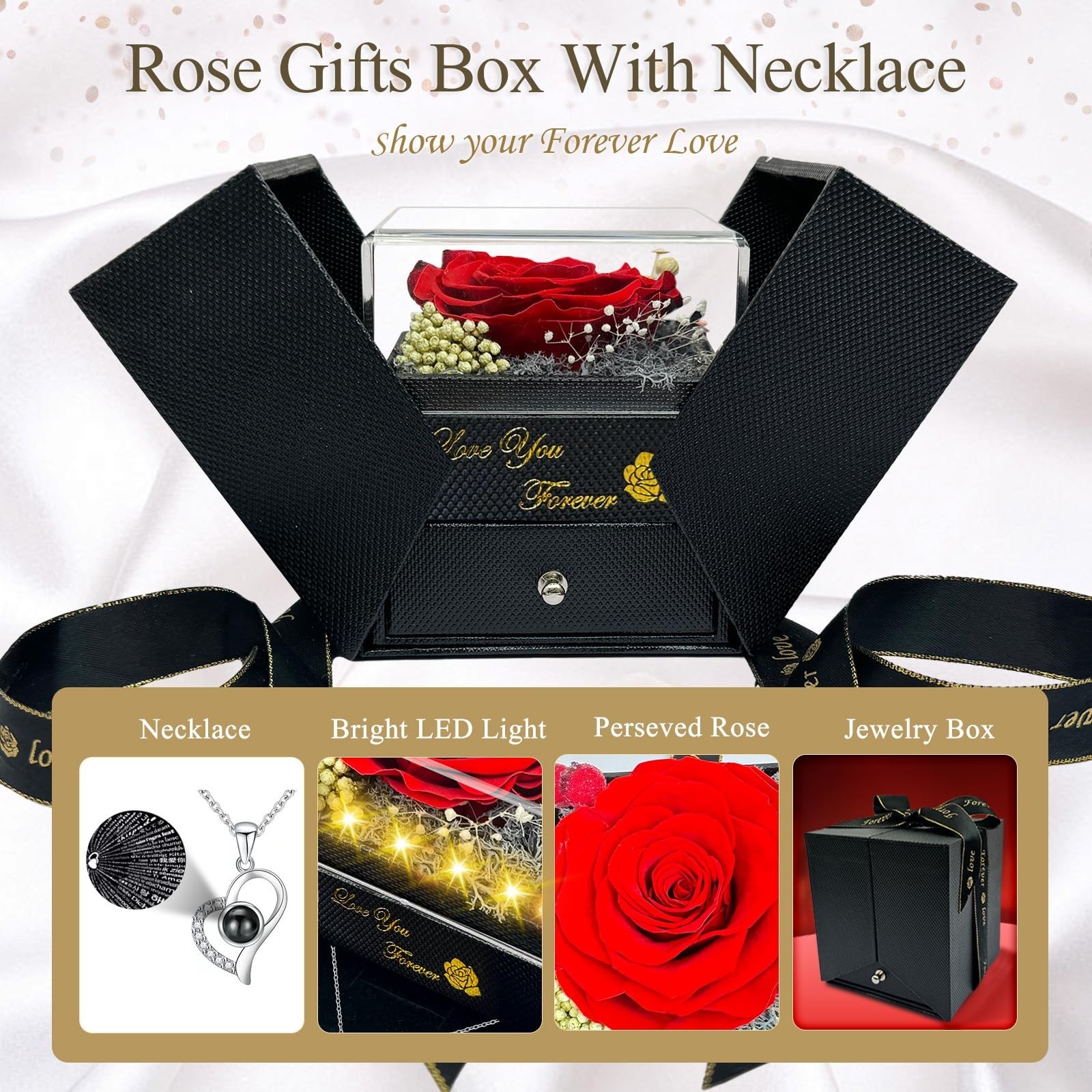 Eternal Preserved Real Rose Gift for Women – Romantic Birthday & Anniversary wit