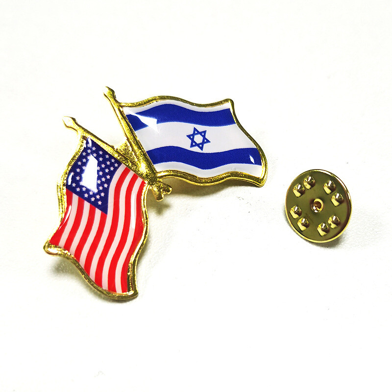 Wholesale Pack of 10 USA American Israel Friendship Flag Bike Hat Cap lapel Pin