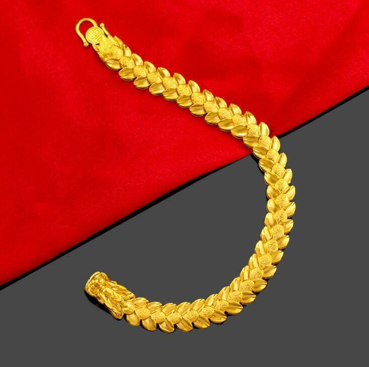 Men’s Dragon 22k 23k 24k Thai Baht Yellow Gold Gp Bracelet 8.2inch30g