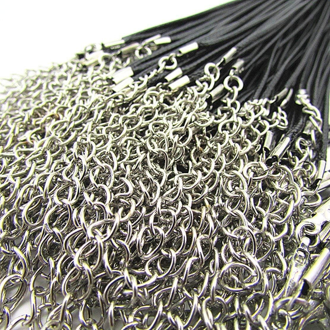 24” Black Braided Leather Necklace Cord Rope with Lobster Claw Clasp 2.0mm 20