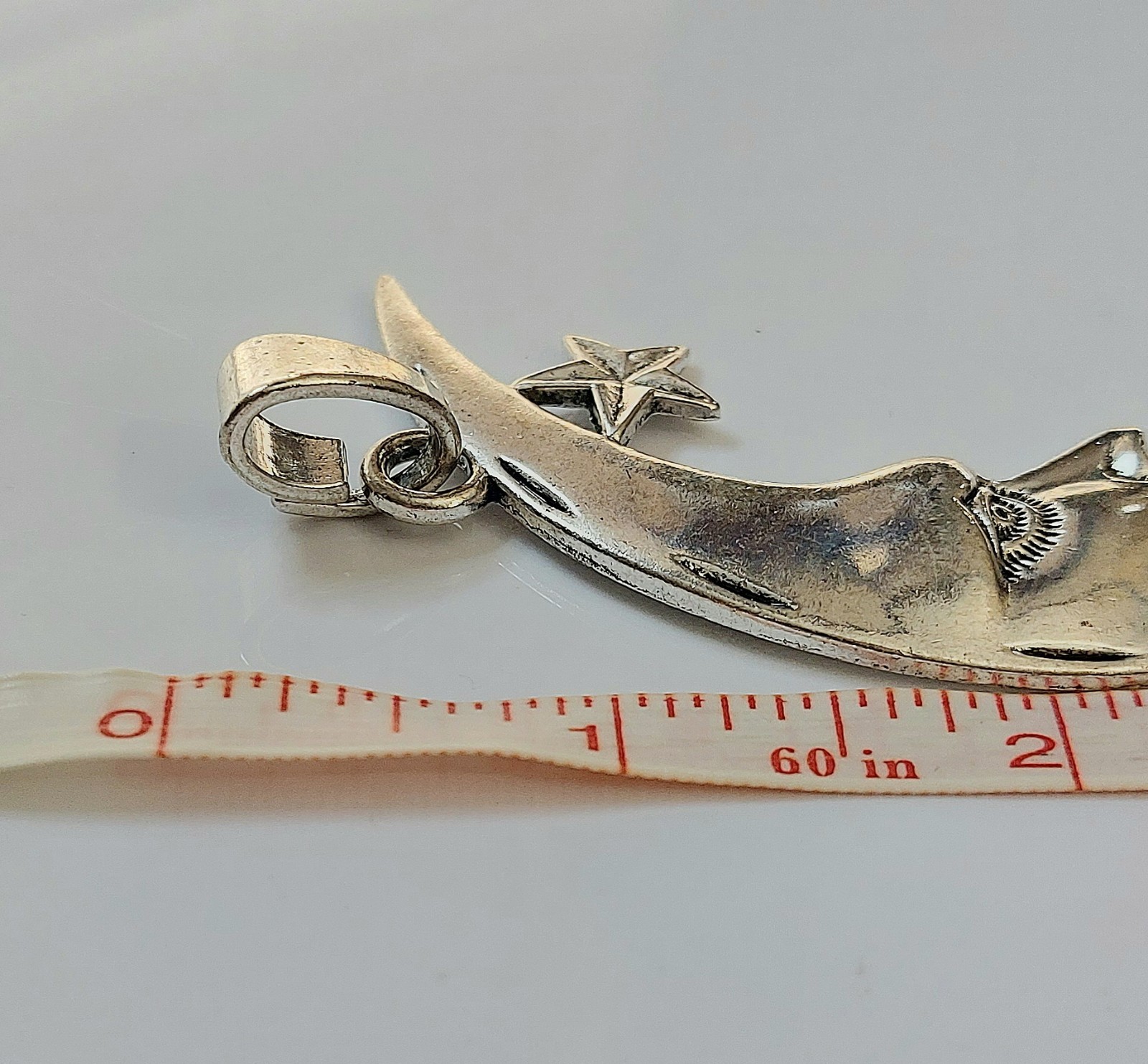 Large Silver Moon Necklace Pendant