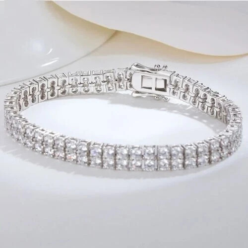 Lab Created 11CT Round Cut VVS1/D Diamond Tennis Bracelet 14K White Gold Finish