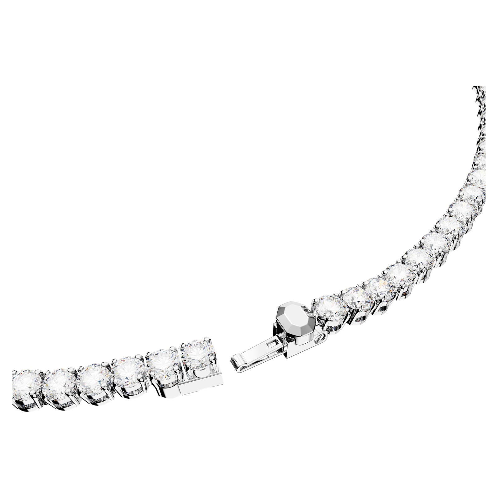 Swarovski Matrix Tennis Set Round Cut, White, Rhodium Plated Necklace & Earrings