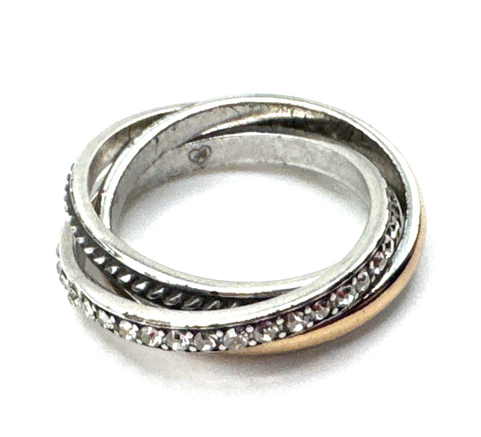Brighton Neptune’s Rings Trio Three Stackable Linked Gold Silver Ring Size 9/10