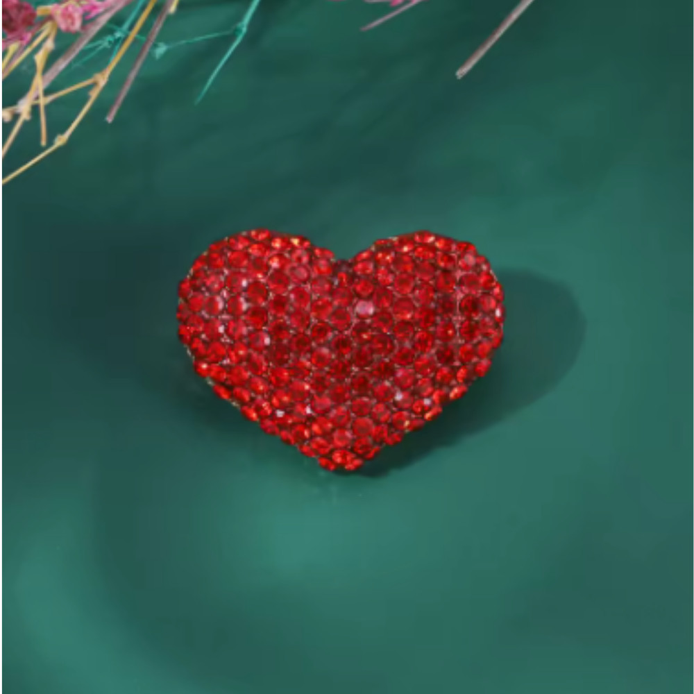 Classic Red Love Rhinestone Brooch For Women Gift Pin Jewelry Accessories USA