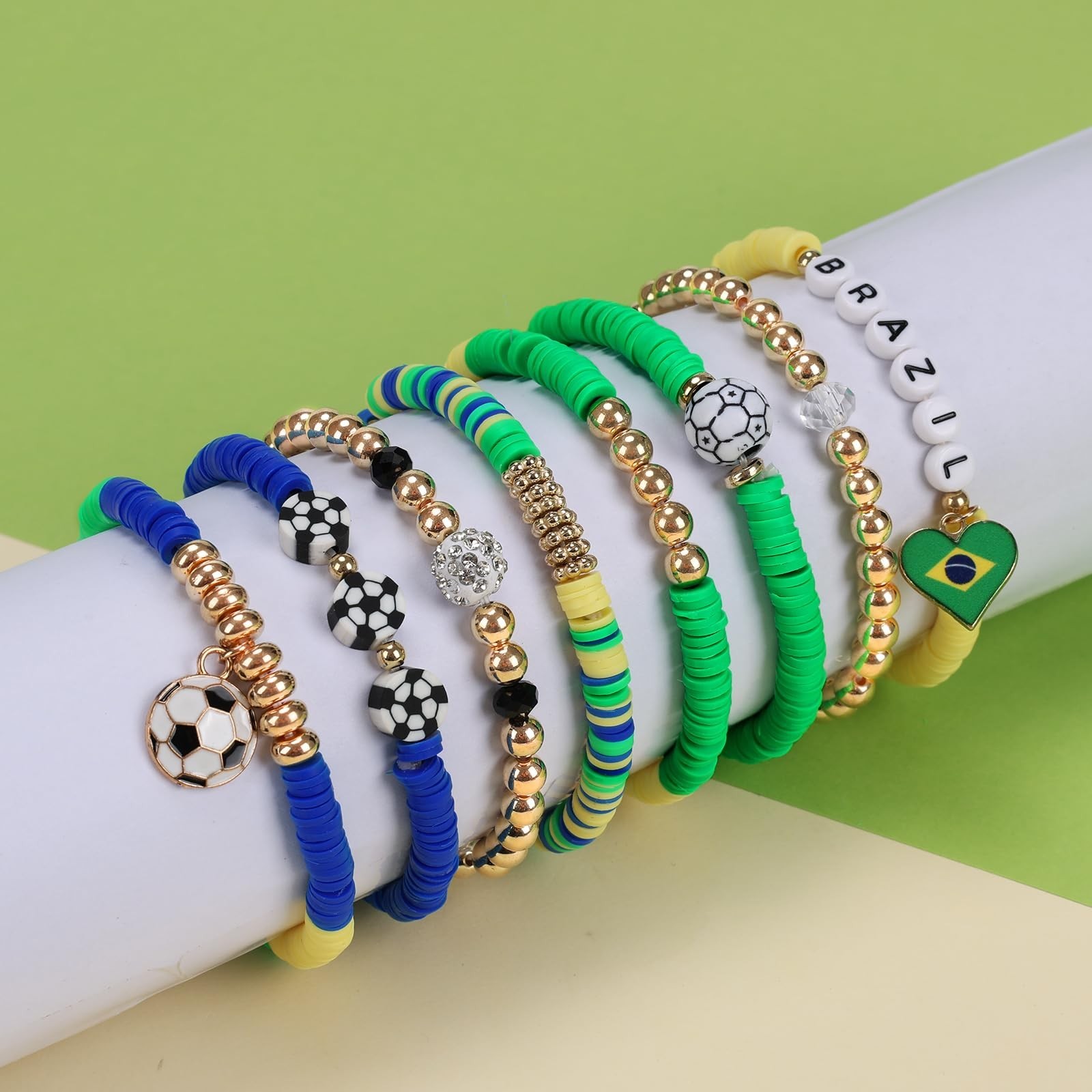 8 Pack Soccer Bracelets for Women – Game Day Jewelry, Sports Fan Gifts, Stackabl