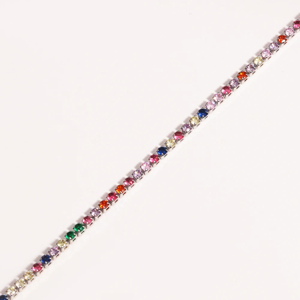Gold Color Tennis Chain Necklace 2mm Simulated Zirconia 16in Women Jewelry