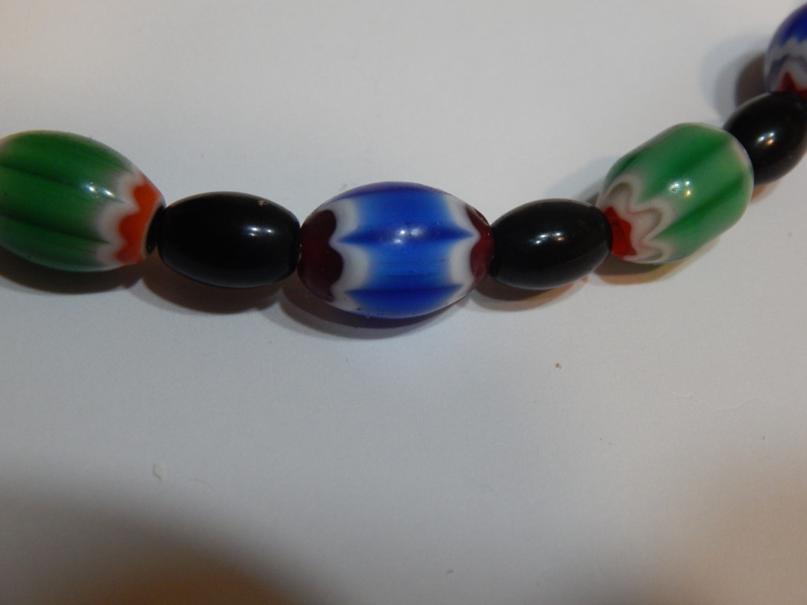 necklace 18in and black beads set multi color Chevron beads (N3)