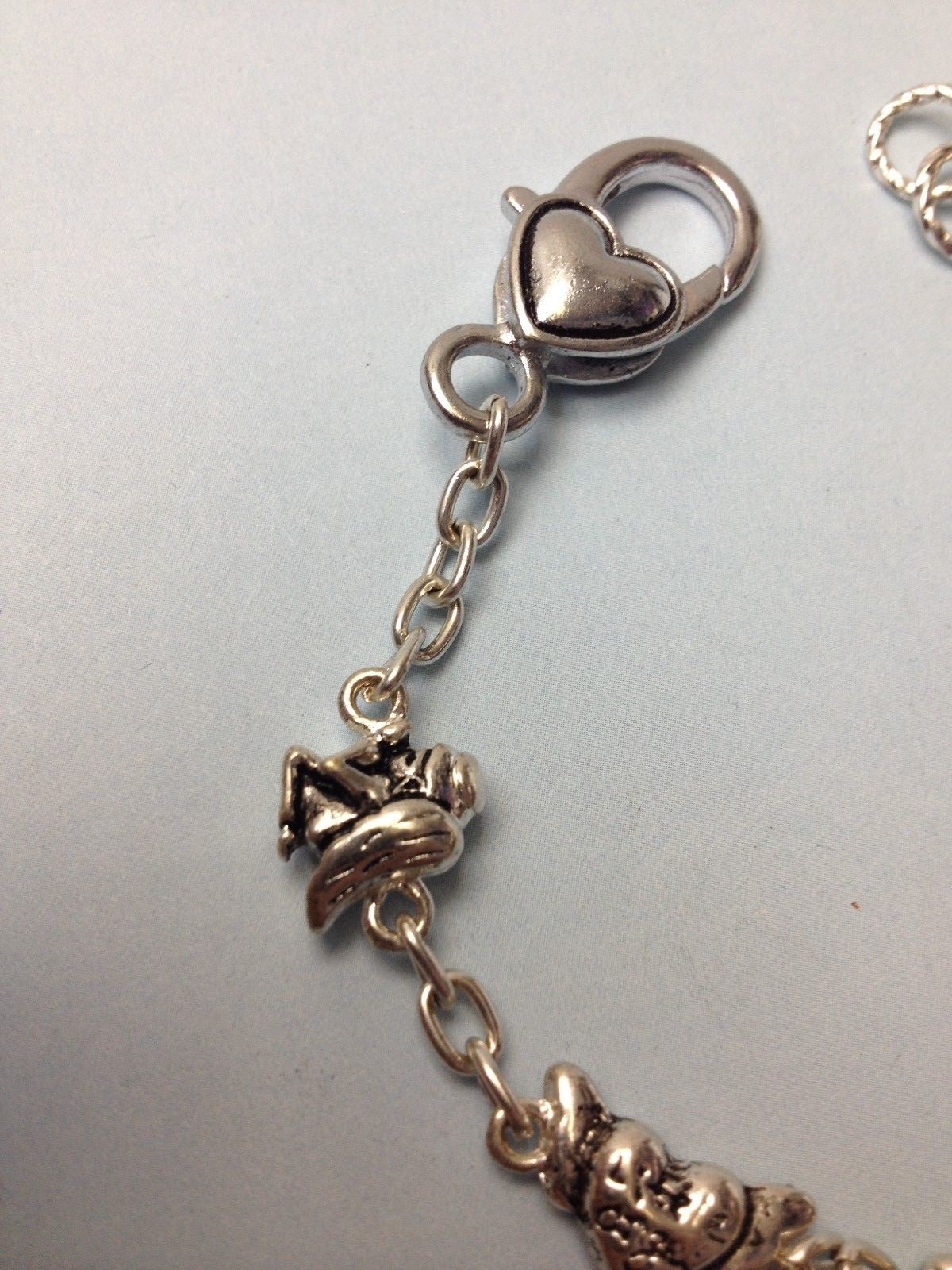 CUTE ANGEL CHARM SILVER TONE GIRL LADY FASHION BRACELET HEART LOCK 7″ 8″ 9″ NEW