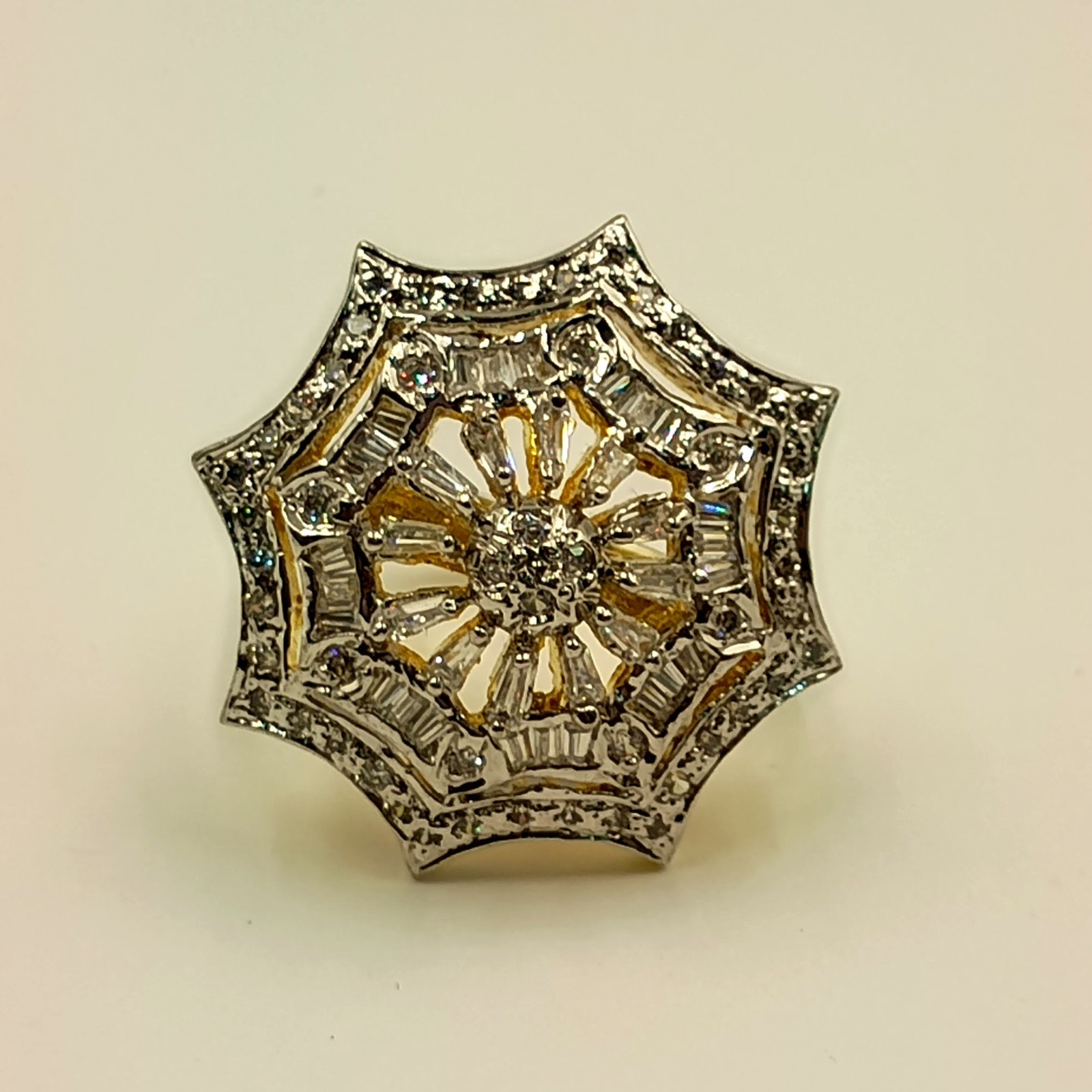 Luxury Handmade CZ Ring 22k Gold Plated South Indian Bridal Fashion Jewelry