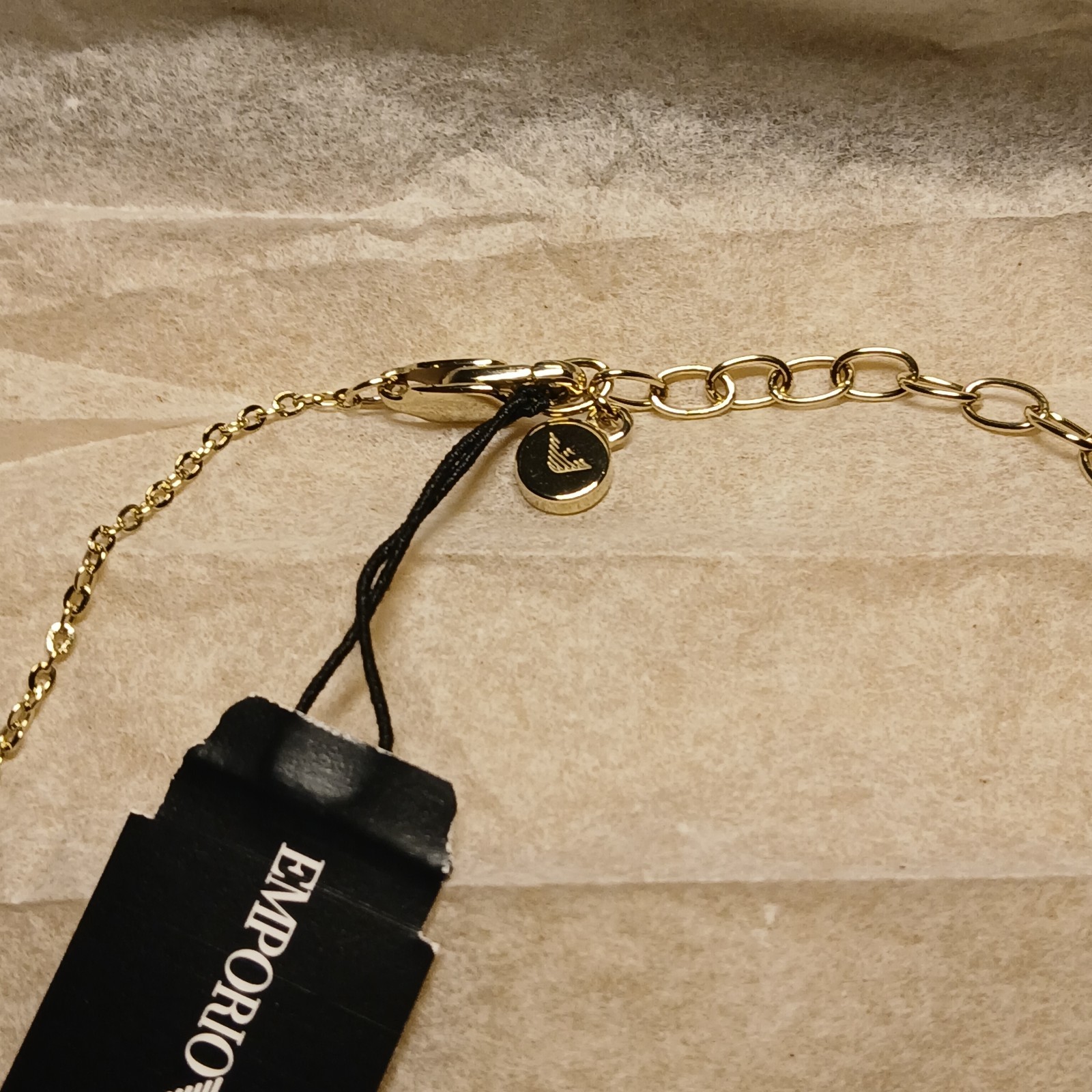 NWT 140$ Emporio Armani Gold Tone Steel LOVE Necklace New In Box