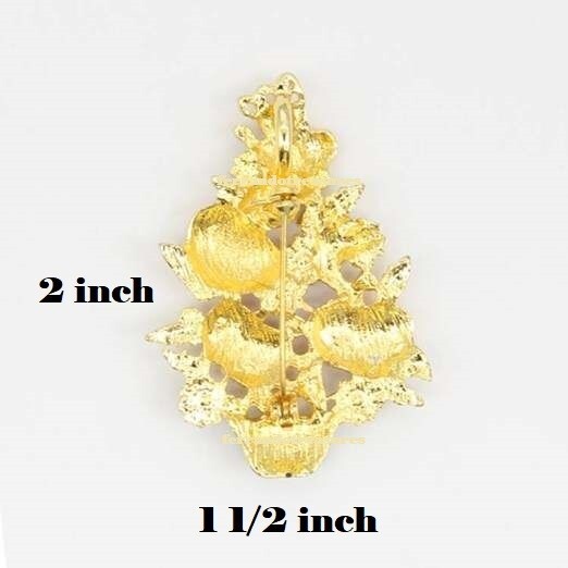 Pumpkins and Ghosts Halloween Fall Tree Rhinestone Pin Pendant Gold Bag