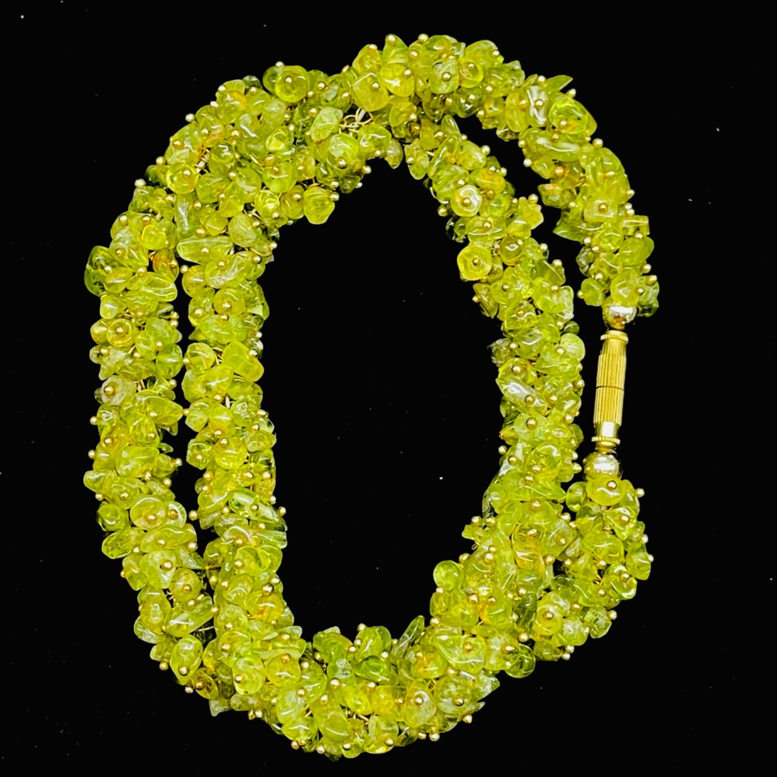 18″ Single Strand Natural Peridot Necklace Sparkling Untreated Rough Chips Beads