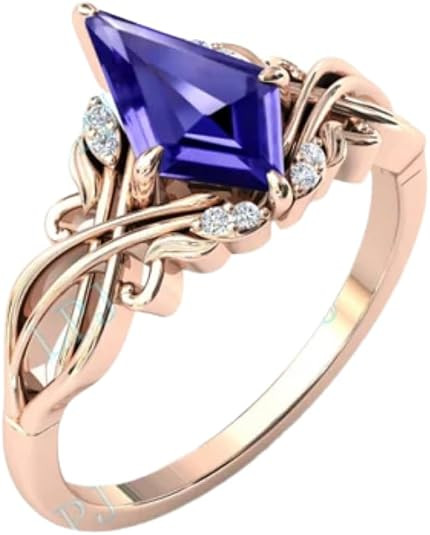2carat Womens Engagement Ring,Kite Cut Tanzanite Gemstone Wedding Ring for Women
