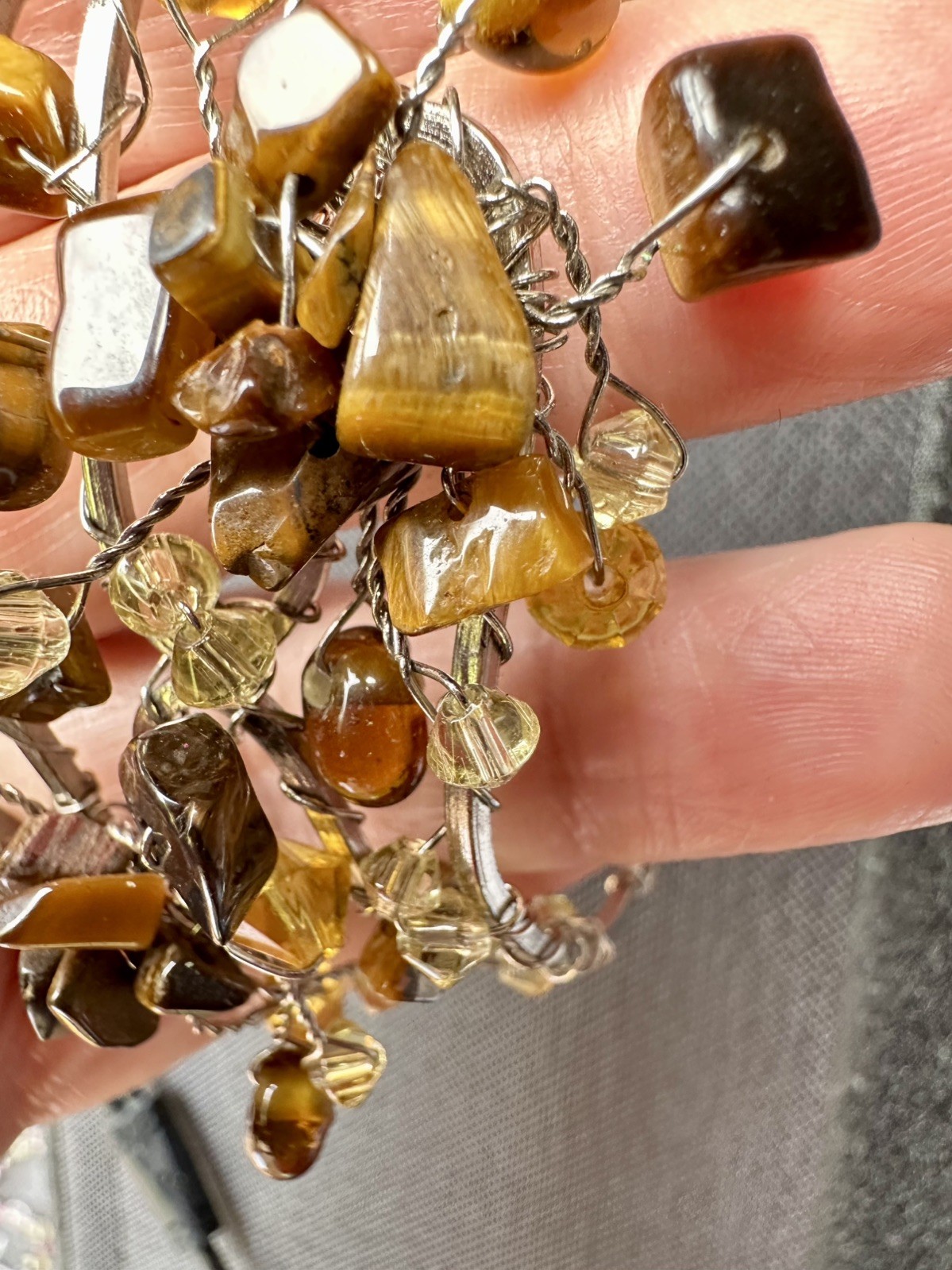 2x Tiger’s Eye Citrine Cuff Bracelet & handmade glass Bracelet Set Of 2