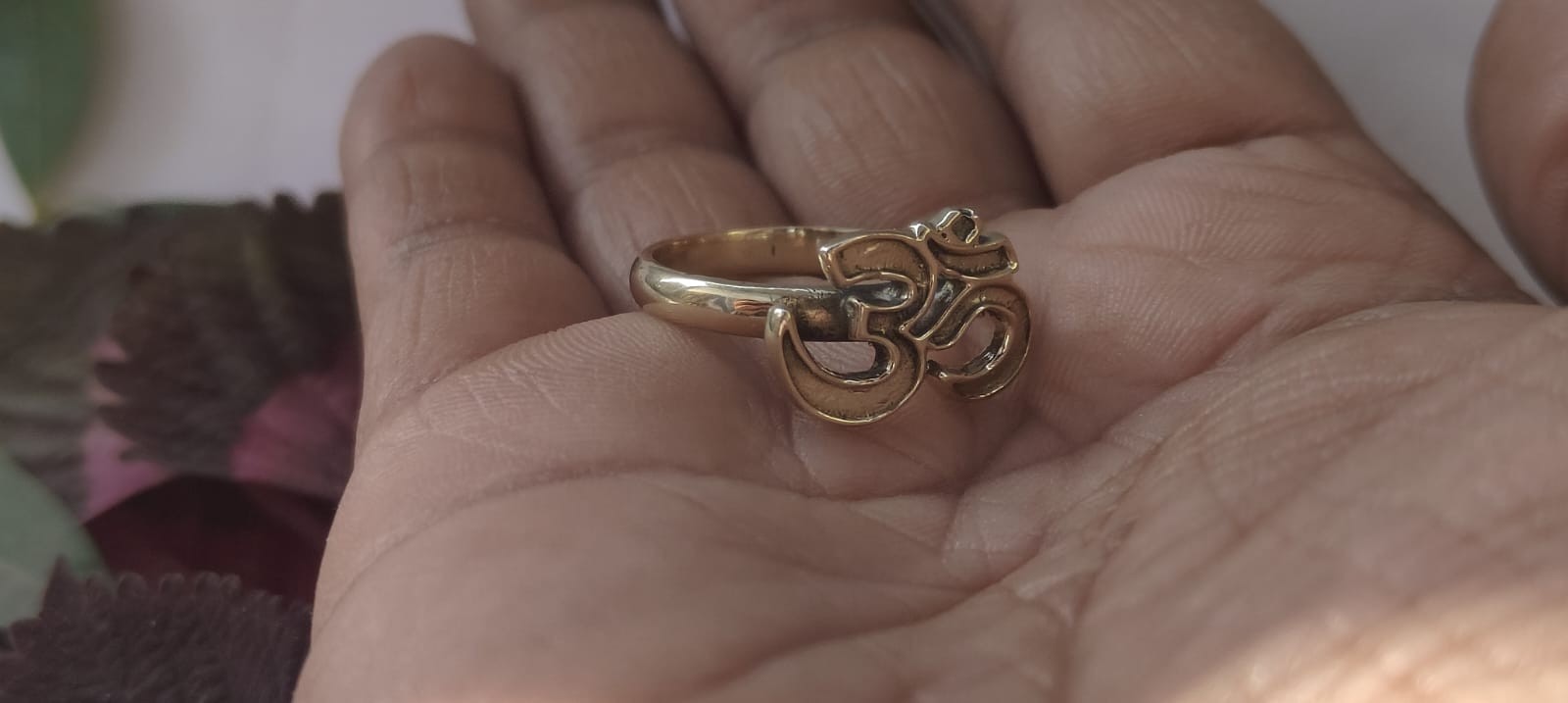Gold Om Ring, Aum Symbol Ring, Spiritual Yoga Ring, Hindu Om Jewelry, Meditation
