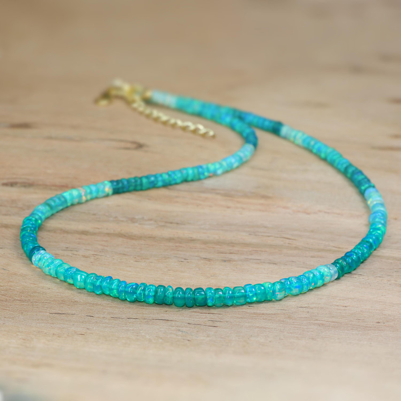 Green Opal Shaded Beads Necklace, Fire Green Opal Smooth Beads Necklace for her