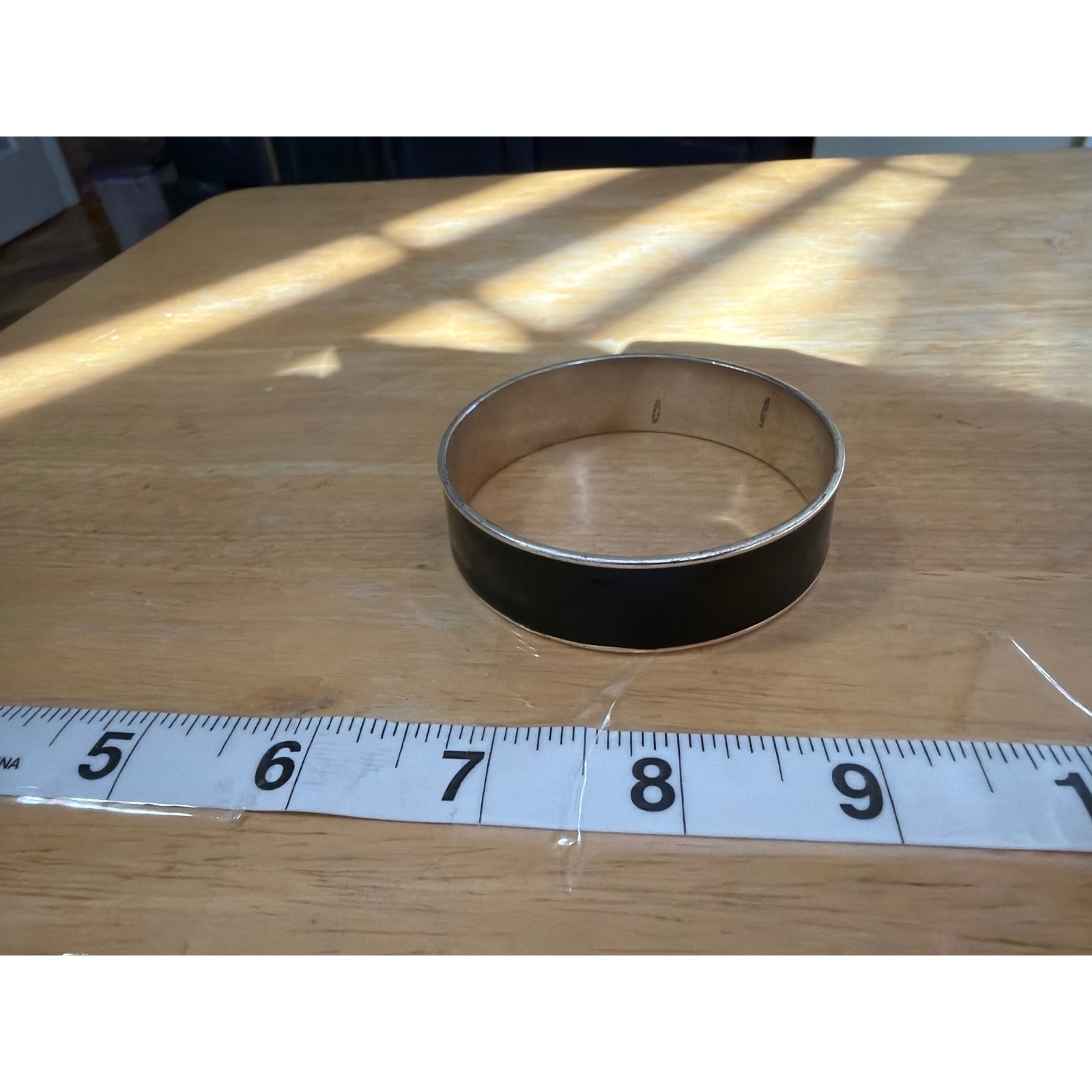 Chic Bangle Bracelet Black Cream Silver Tone Modern Statement Cuff Modern