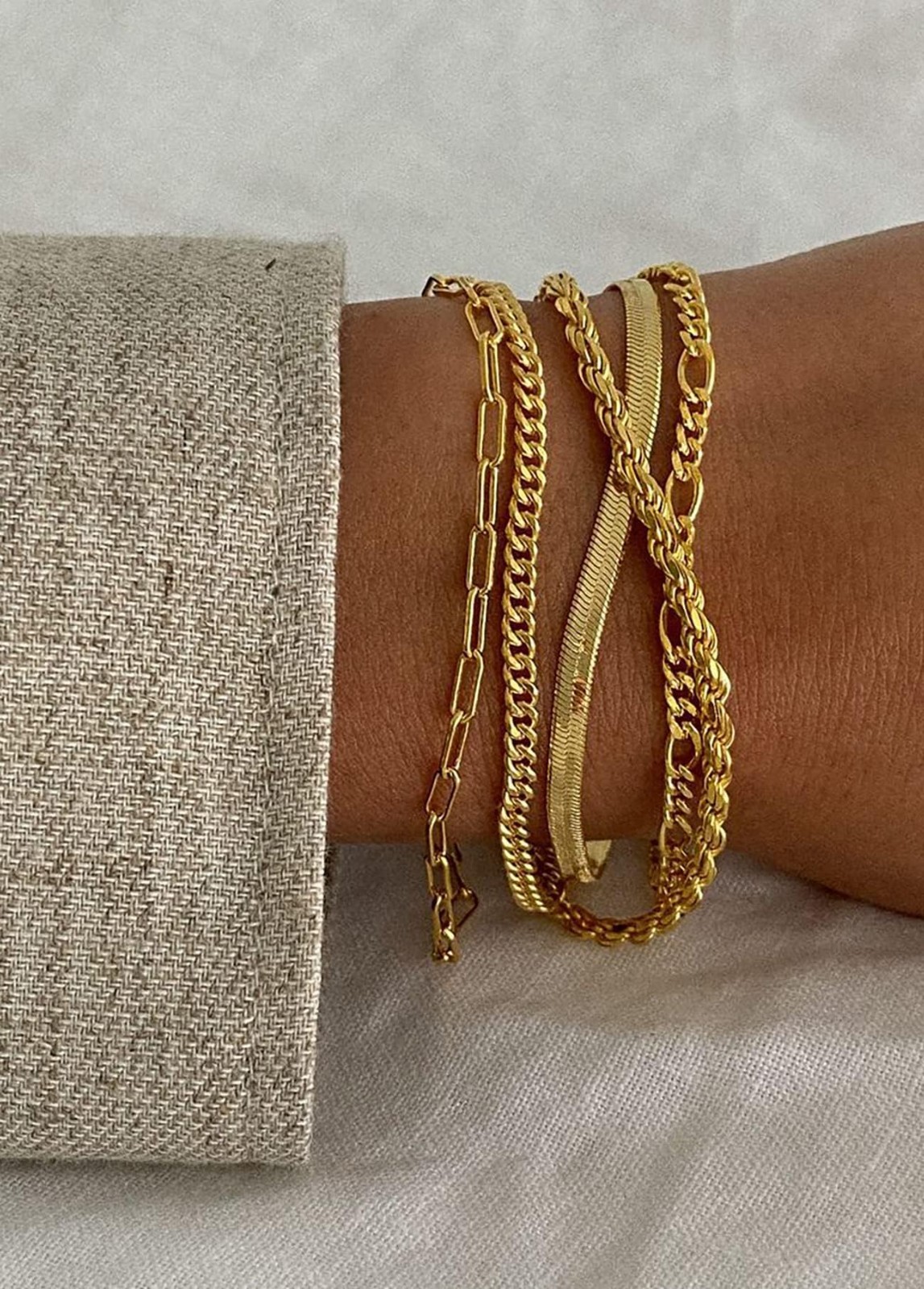 Waterproof 14K Gold Plated Bracelets for Women – Minimalist Stackable Jewelry Se