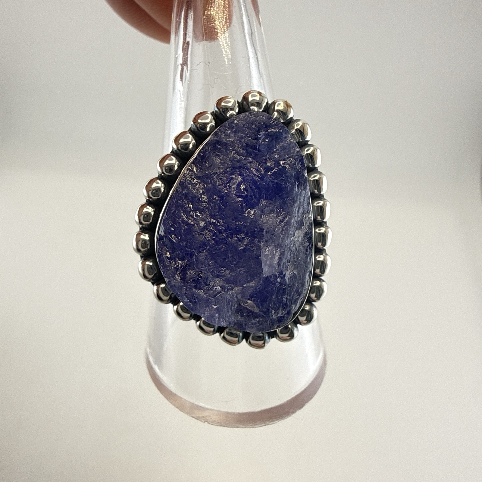 JTV Tanzanite Ring Sterling Silver Purple Free Form Rough Modern 925 Size 9 Arya