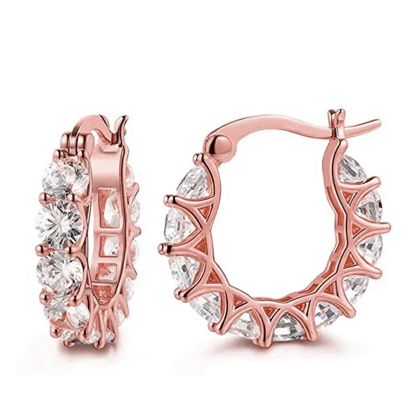 1Pair Full CZ Crystal Hoop Earrings Women Party Statement Jewelry – NEW