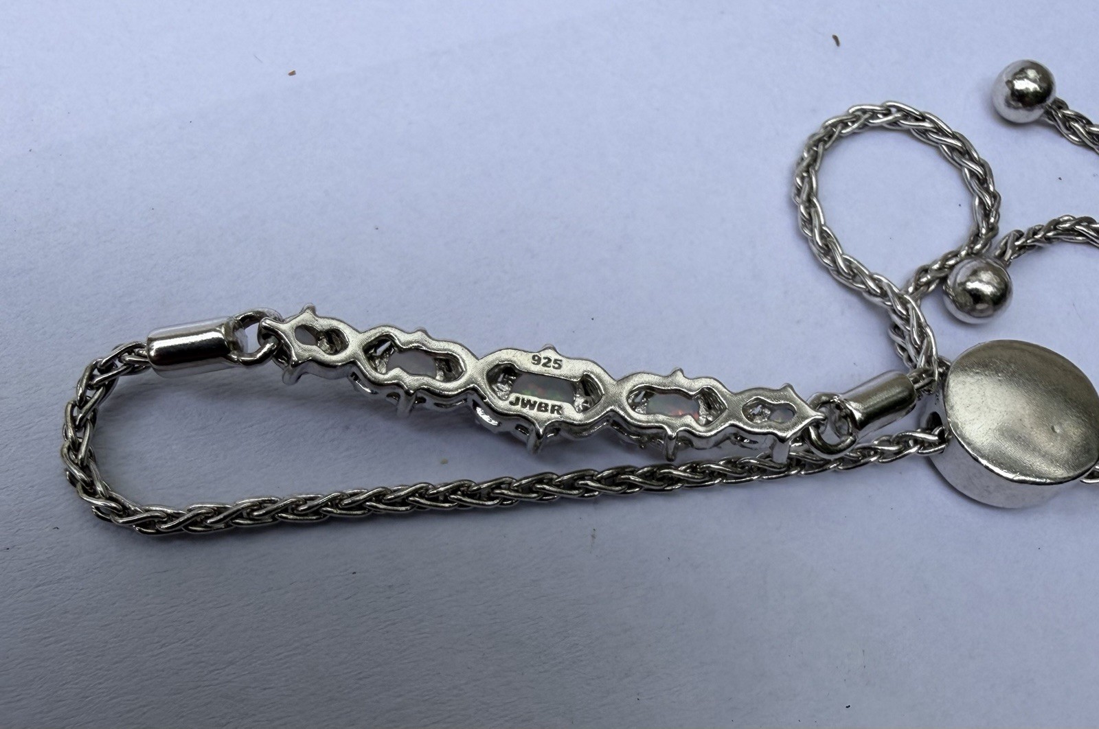 925 Sterling Silver Opal Slide Bolo Bracelet JWBR