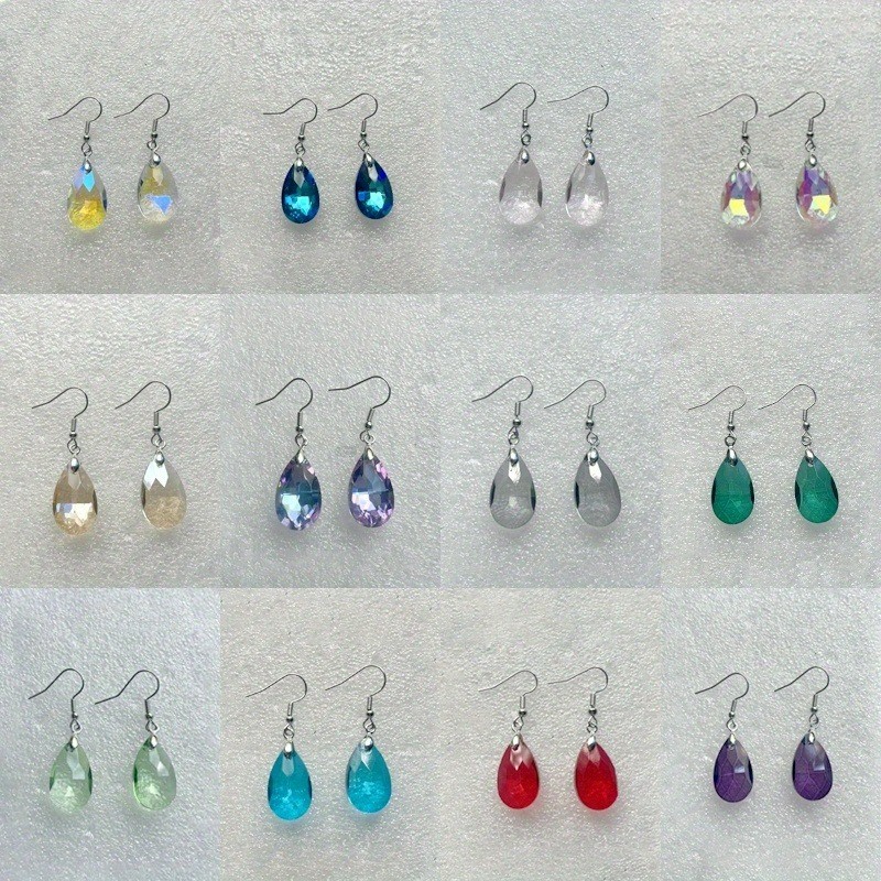 6/12/18Pairs Crystal Drop Earrings Bride Womens Suits Teardrop Druse Dangle Gift
