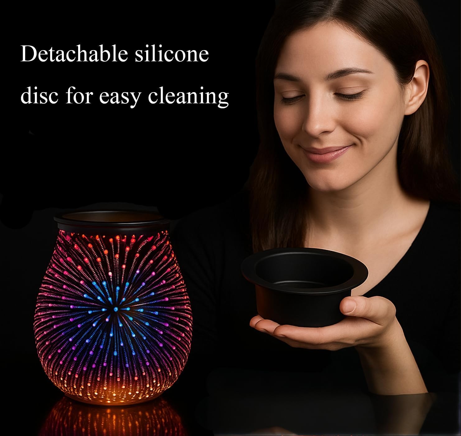 Leyoue 3D Glass Fireworks Electric Wax Melt Warmer with PTC Heating Plate 3d