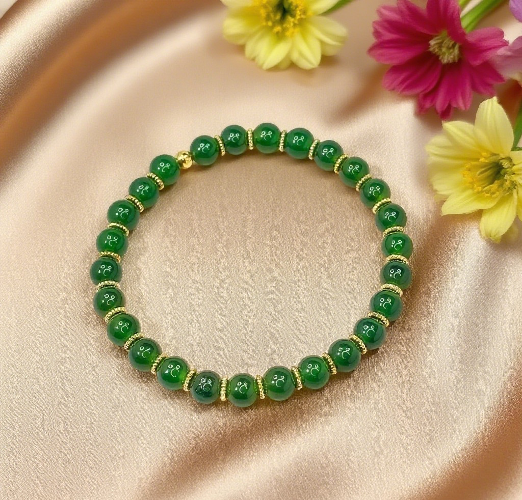 Jade Gemstone Bead Abundance Money Bracelet 6mm Crystal Healing Good Luck Gifts