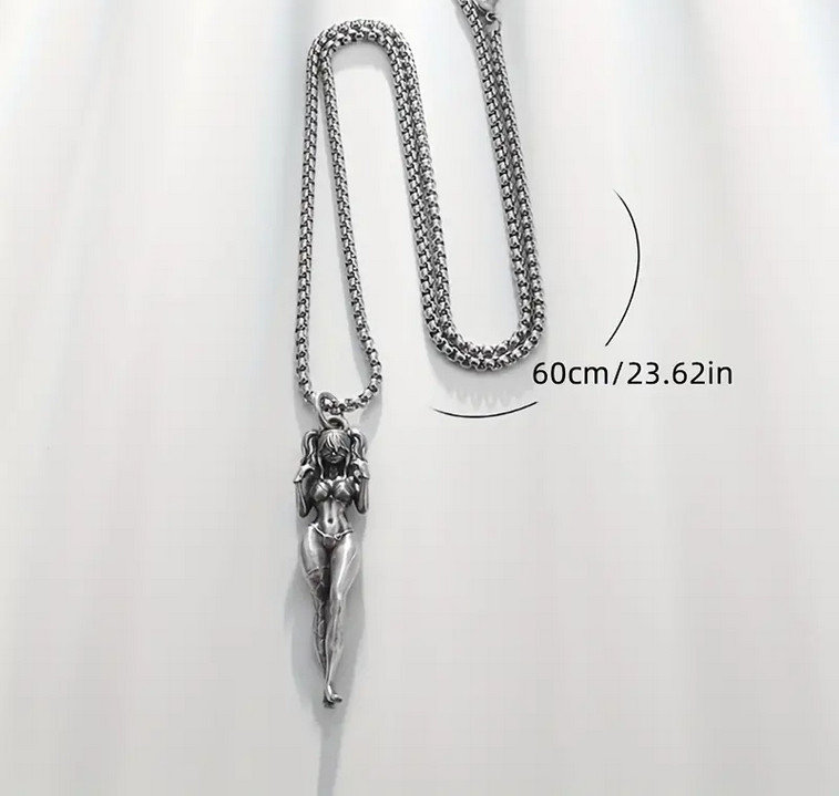 Shy Girl Jewelry Vintage Silver Sexy Goddess Standing Pendant Necklace