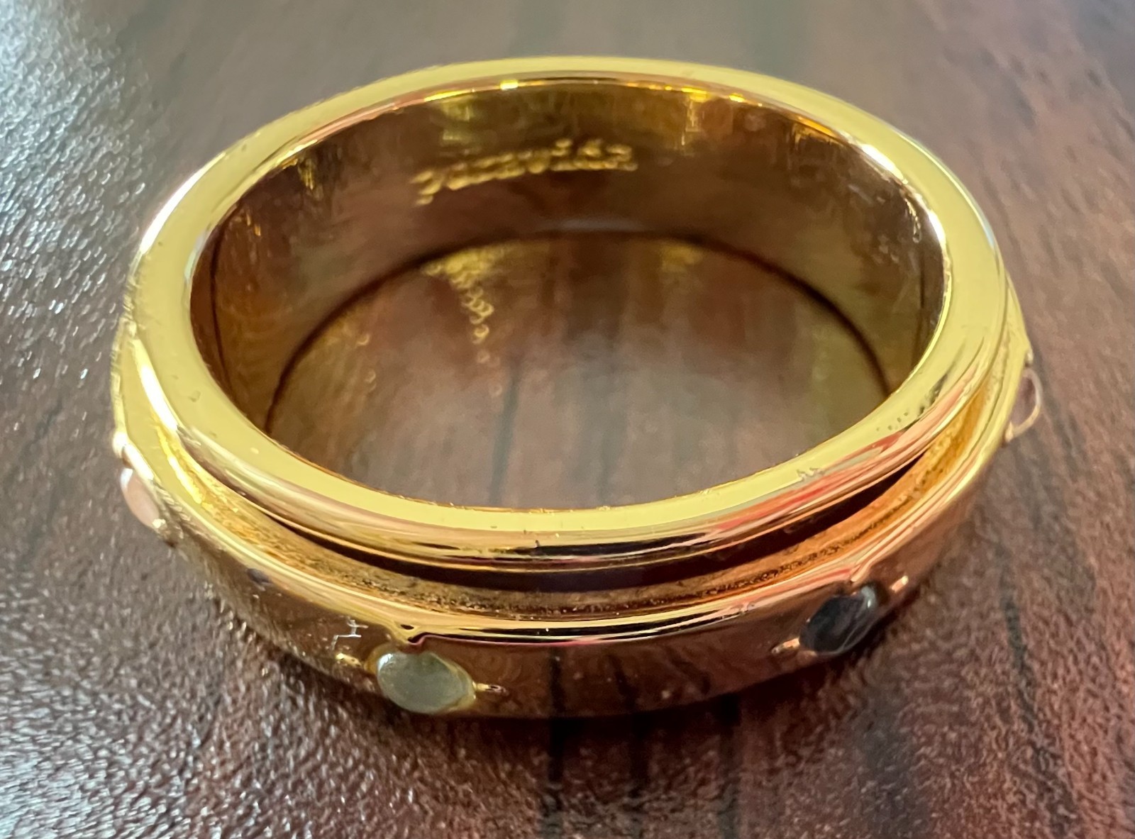 Pura Vida Mental Health Awareness Fidget Spin Ring Gold Tone Band w/ Gems-Size 7