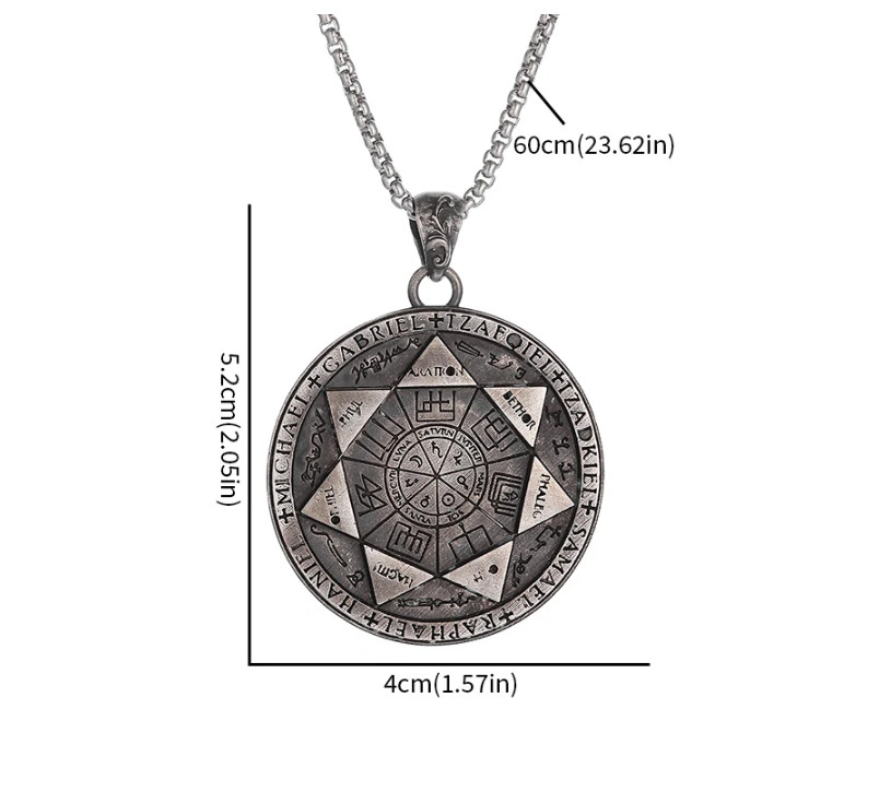 New Retro Seals of the Seven Archangels Necklace Steel Pendant Heptagram Jewelry