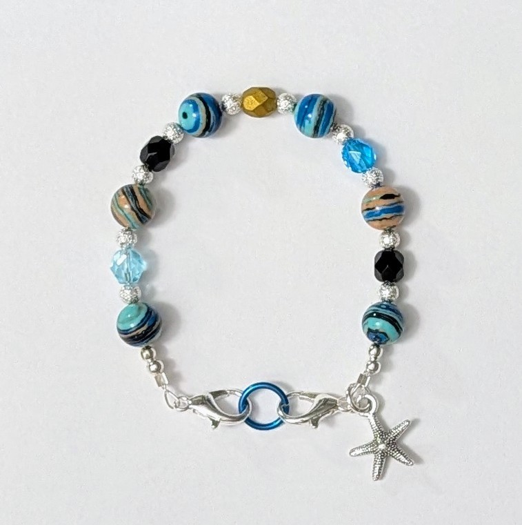 Aqua & Black Turkey Turquoise Medical Alert ID Replacement Bracelet 6.5″