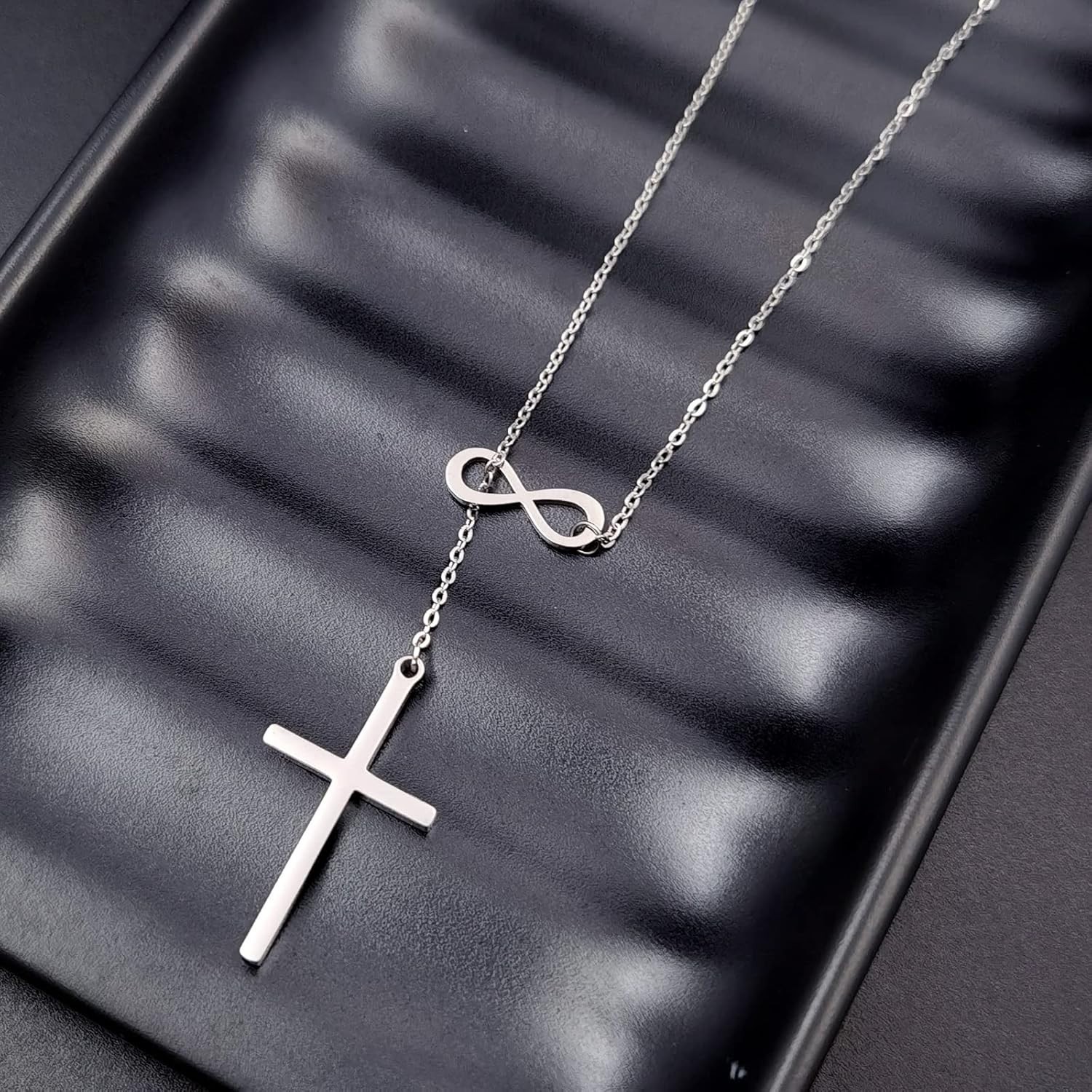 Nickel-Free Infinity Cross Necklace with Adjustable Chain – Lightweight Elegance