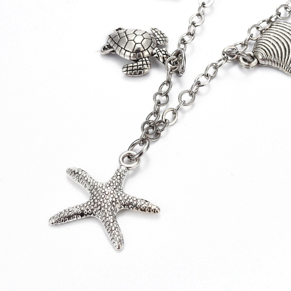 Brass Charm Anklet Bracelet Alloy Charms Stainless Steel Findings Ocean 9.2″ Z2