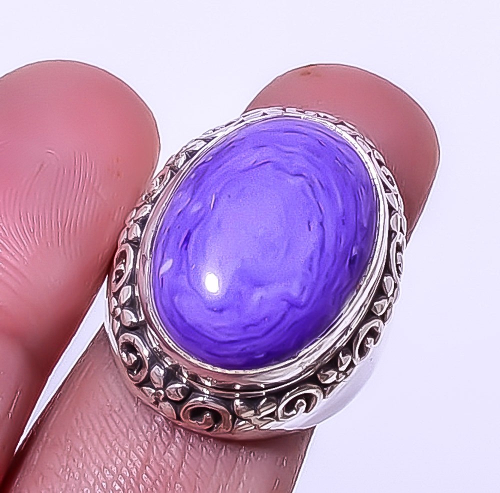 Charoite Silver Handmade Bali Ring s.7 R1182-47