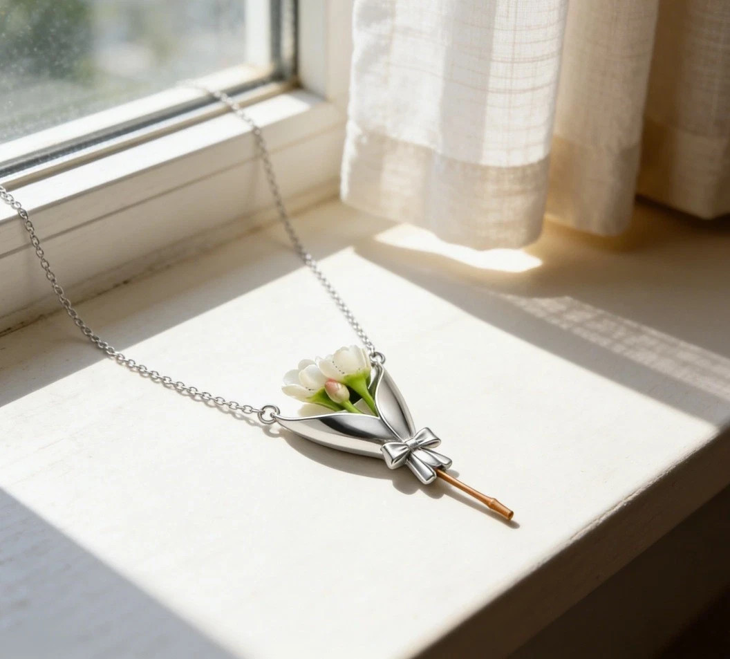 Bouquet Necklace Flower Holder Necklace Pendant Floral Vase Necklaces Gift