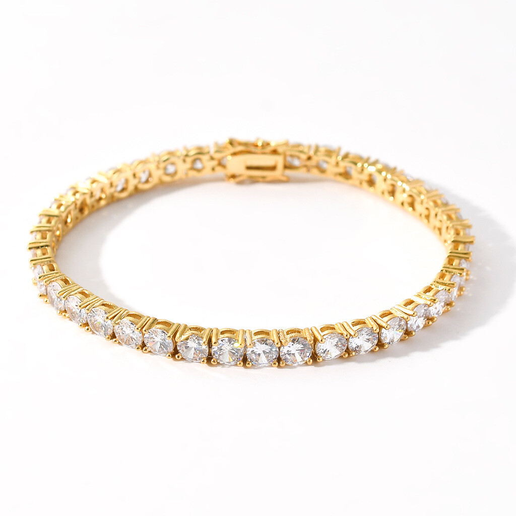 6″-24″ Hip Hop Necklace Bracelets 5A CZ Diamonds Real Gold Plated Tennis Chain