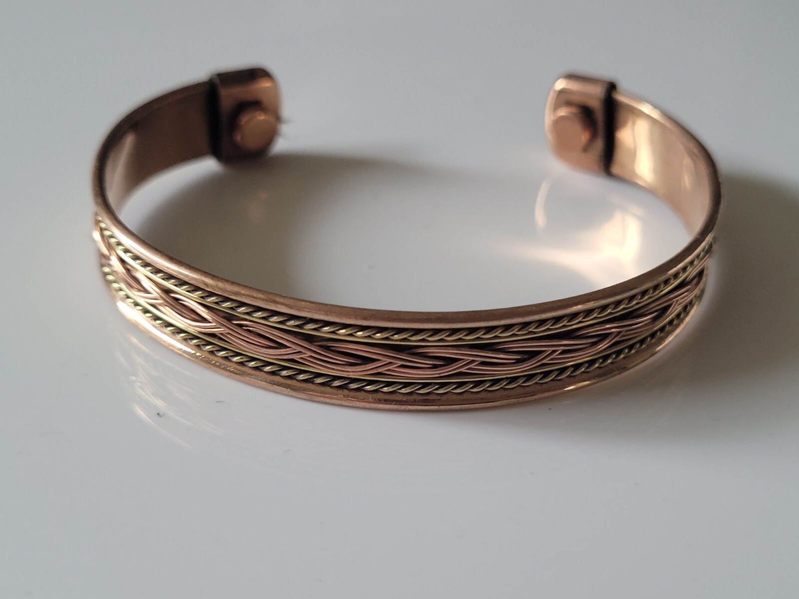 2 Pack Pure Copper Magnetic Bracelet Arthritis Pain Energy Therapy Cuff Braided