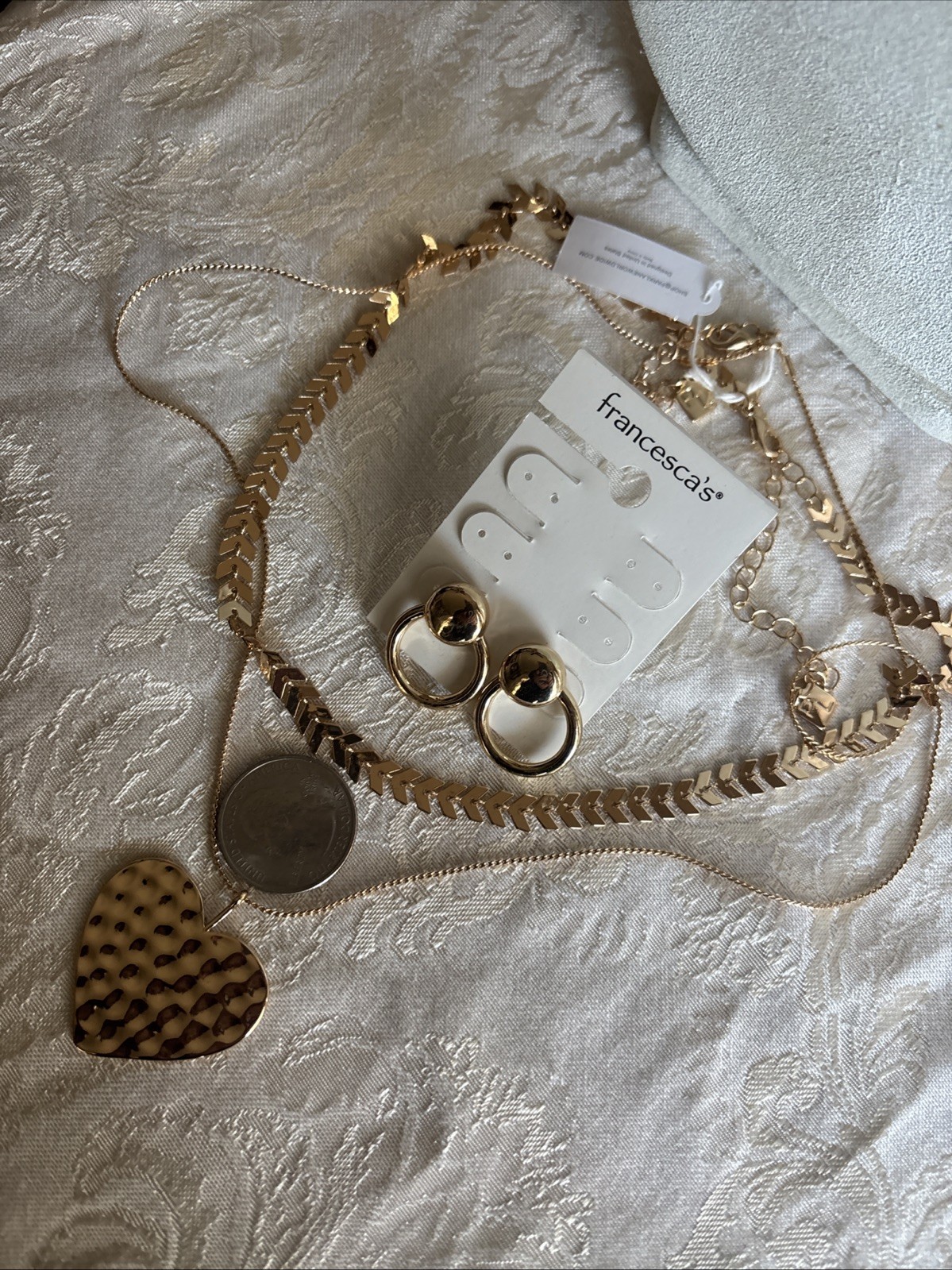 Park Lane Fairytale Double Tier Necklace 16” & 22” Gold Tone Heart & Francesca